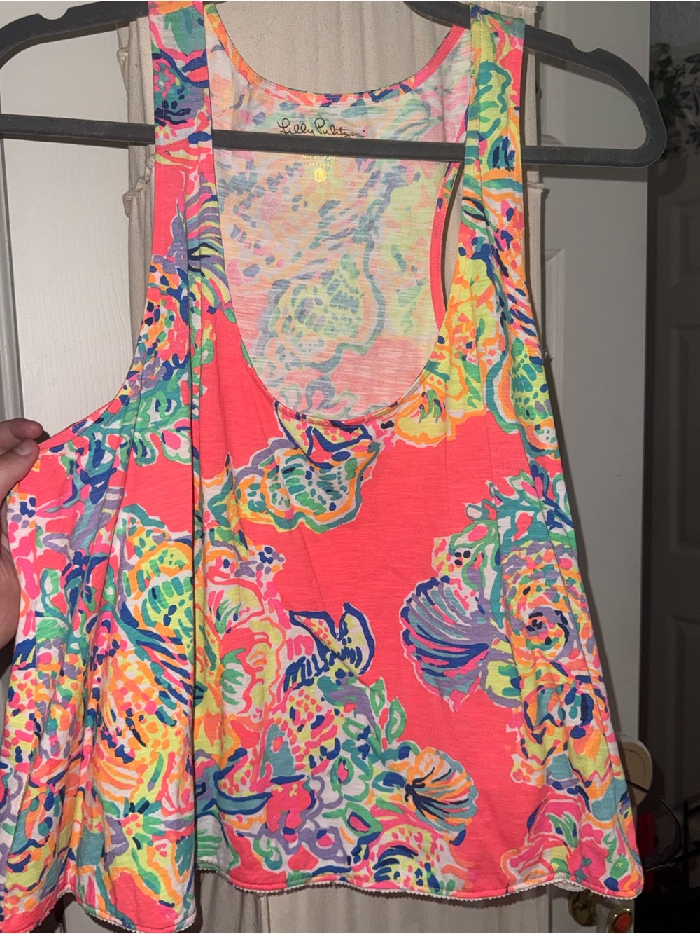 Lilly Pulitzer Neon Coral Multicolor Floral Tank